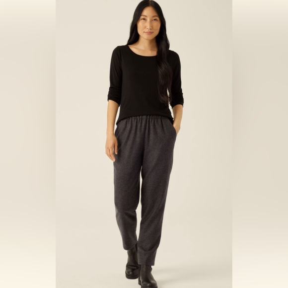 NWT Eileen Fisher Reclaimed Wool Stripe Tapered Ankle Pant...